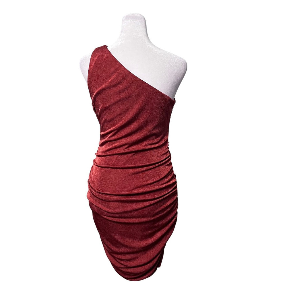 Lucy In the Sky Rust Orange One Shoulder Dress Size Medium - Picture 7 of 10